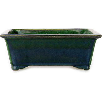  Satomi Mazan, Mazan Terahata Maceta rectangular para bonsái verde de 197 mm de Terahata Satomi Mazan, Tokoname, Japón
