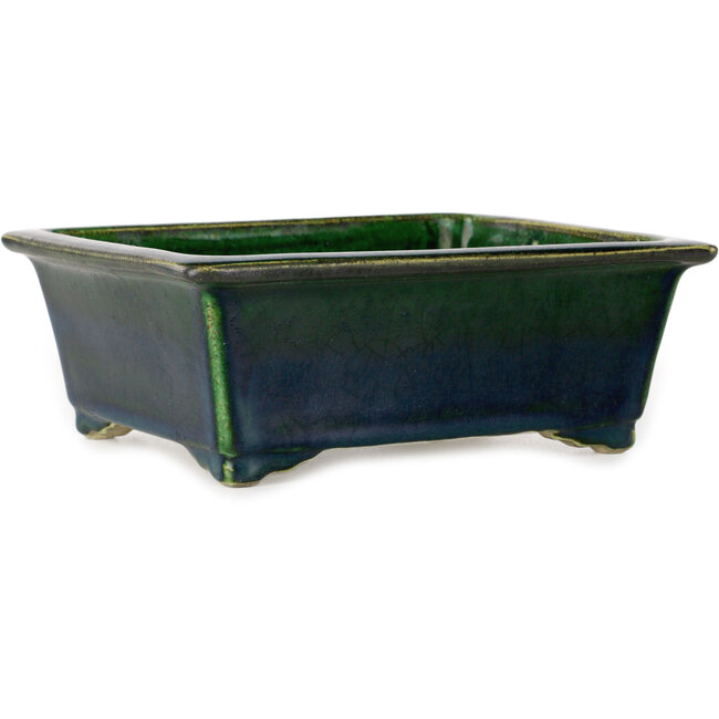 Vaso bonsai rettangolare verde di Terahata Satomi Mazan - 197 x 168 x 70 mm
