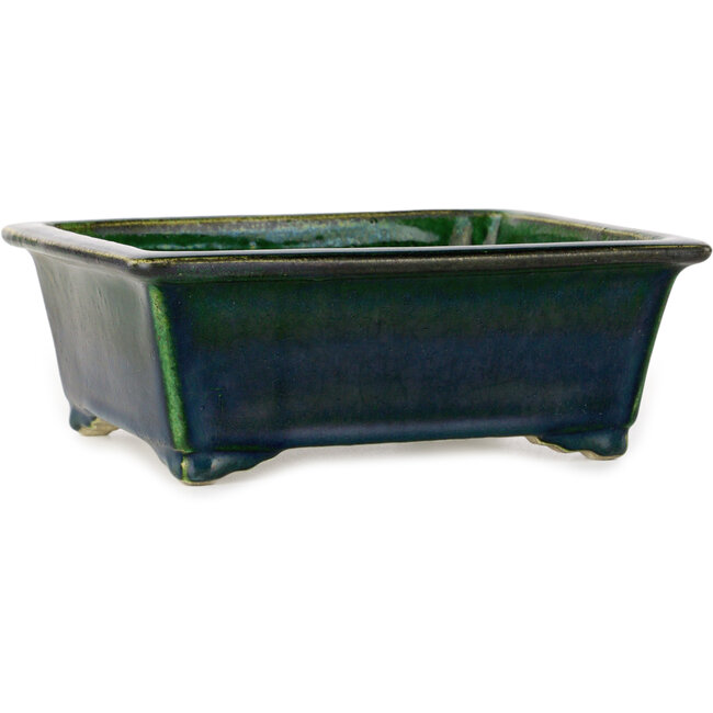 Vaso bonsai rettangolare verde di Terahata Satomi Mazan - 197 x 168 x 70 mm