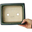 Rectangular green bonsai pot by Terahata Satomi Mazan - 197 x 168 x 70 mm