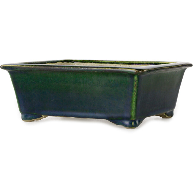 Vaso bonsai rettangolare verde di Terahata Satomi Mazan - 197 x 168 x 70 mm