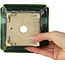 Quadratischer grüner Bonsaitopf mit blauem Akzent von Terahata Satomi Mazan – 126 x 126 x 72 mm