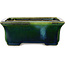 Rechthoekige groen met blauw accent bonsaipot van Terahata Satomi Mazan - 165 x 135 x 65 mm