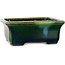 Rectangular green with a blue accent bonsai pot by Terahata Satomi Mazan - 165 x 135 x 65 mm