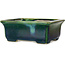 Rechthoekige groen met blauw accent bonsaipot van Terahata Satomi Mazan - 165 x 135 x 65 mm