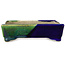 Rechthoekige blauw-groene bonsaipot van Terahata Satomi Mazan - 150 x 108 x 43 mm