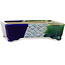 Rectangular blue and green bonsai pot by Terahata Satomi Mazan - 150 x 108 x 43 mm