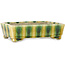 Pot à bonsaï rectangulaire jaune et vert par Terahata Satomi Mazan - 150 x 108 x 43 mm
