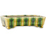 Rectangular yellow and green bonsai pot by Terahata Satomi Mazan - 150 x 108 x 43 mm