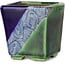 Maceta cuadrada para bonsái azul y verde de Terahata Satomi Mazan - 63 x 63 x 68 mm