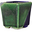 Maceta cuadrada para bonsái azul y verde de Terahata Satomi Mazan - 63 x 63 x 68 mm