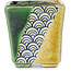 Vierkante groen en gele bonsaipot van Terahata Satomi Mazan - 63 x 63 x 68 mm