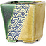 Maceta cuadrada para bonsái verde y amarilla de Terahata Satomi Mazan - 63 x 63 x 68 mm