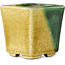 Vaso bonsai quadrato verde e giallo di Terahata Satomi Mazan - 63 x 63 x 68 mm