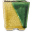 Vaso bonsai quadrato verde e giallo di Terahata Satomi Mazan - 63 x 63 x 68 mm