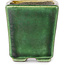 Pot à bonsaï carré vert et jaune par Terahata Satomi Mazan - 63 x 63 x 68 mm
