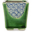Vierkante groene bonsaipot van Terahata Satomi Mazan - 63 x 63 x 68 mm