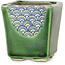 Vierkante groene bonsaipot van Terahata Satomi Mazan - 63 x 63 x 68 mm