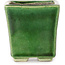 Square green bonsai pot by Terahata Satomi Mazan - 63 x 63 x 68 mm