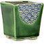 Square green bonsai pot by Terahata Satomi Mazan - 63 x 63 x 68 mm