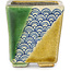 Maceta cuadrada para bonsái verde y amarilla de Terahata Satomi Mazan - 63 x 63 x 68 mm