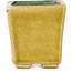 Square green and yellow bonsai pot by Terahata Satomi Mazan - 63 x 63 x 68 mm