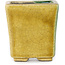 Vierkante groen en gele bonsaipot van Terahata Satomi Mazan - 63 x 63 x 68 mm