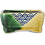 Rectangular green and yellow bonsai pot by Terahata Satomi Mazan - 85 x 62 x 38 mm
