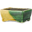 Maceta rectangular para bonsái verde y amarilla de Terahata Satomi Mazan - 85 x 62 x 38 mm