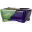 Maceta rectangular para bonsái verde y azul de Terahata Satomi Mazan - 85 x 62 x 38 mm