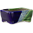 Rechthoekige groen en blauwe bonsaipot van Terahata Satomi Mazan - 85 x 62 x 38 mm