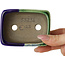 Rectangular green and blue bonsai pot by Terahata Satomi Mazan - 85 x 62 x 38 mm