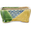 Maceta rectangular para bonsái verde y amarilla de Terahata Satomi Mazan - 85 x 62 x 38 mm