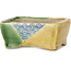 Vaso bonsai rettangolare verde e giallo di Terahata Satomi Mazan - 85 x 62 x 38 mm