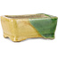 Rechthoekige groen en gele bonsaipot van Terahata Satomi Mazan - 85 x 62 x 38 mm