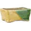 Vaso bonsai rettangolare verde e giallo di Terahata Satomi Mazan - 85 x 62 x 38 mm