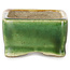 Rectangular green and yellow bonsai pot by Terahata Satomi Mazan - 85 x 62 x 38 mm
