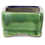 Rectangular green and blue bonsai pot by Terahata Satomi Mazan - 85 x 62 x 38 mm