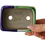 Pot à bonsaï rectangulaire vert et bleu par Terahata Satomi Mazan - 85 x 62 x 38 mm