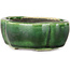 Mokko green bonsai pot by Terahata Satomi Mazan - 102 x 85 x 40 mm