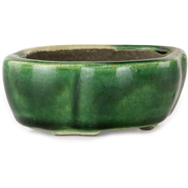 Vaso bonsai verde Mokko di Terahata Satomi Mazan - 102 x 85 x 40 mm