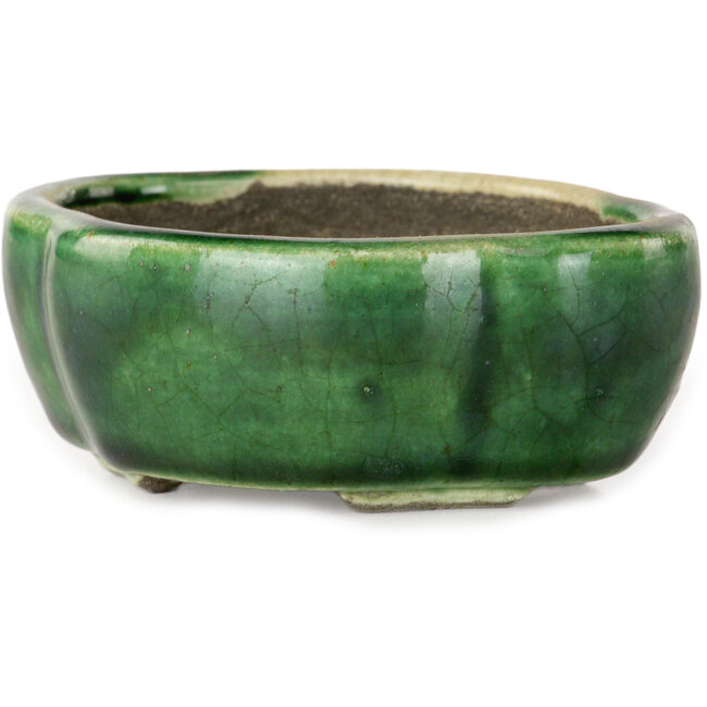 Pot à bonsaï vert Mokko par Terahata Satomi Mazan - 102 x 85 x 40 mm