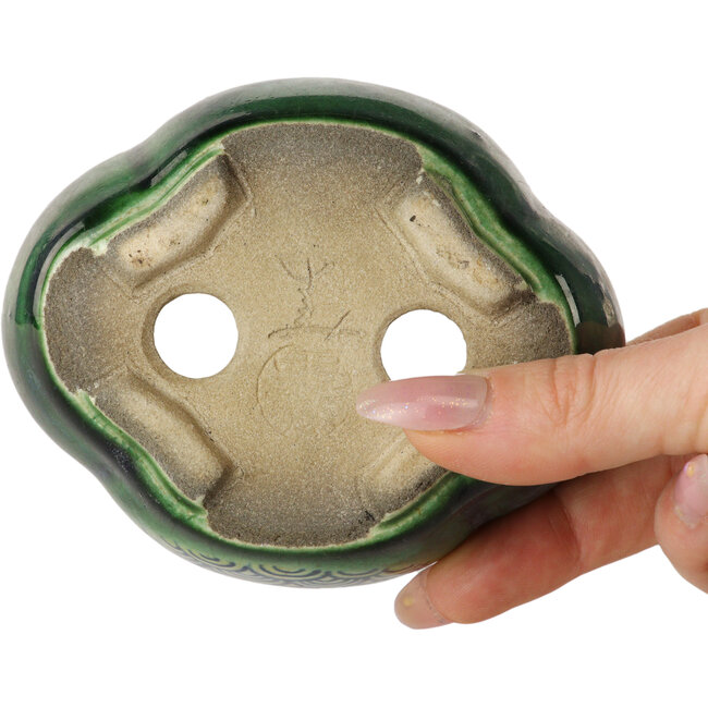 Maceta para bonsái verde Mokko de Terahata Satomi Mazan - 102 x 85 x 40 mm