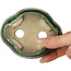 Mokko green bonsai pot by Terahata Satomi Mazan - 102 x 85 x 40 mm