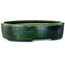 Maceta ovalada para bonsái verde de Terahata Satomi Mazan - 222 x 175 x 52 mm