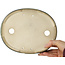 Oval green bonsai pot by Terahata Satomi Mazan - 222 x 175 x 52 mm