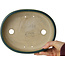 Oval green bonsai pot by Terahata Satomi Mazan - 222 x 175 x 52 mm