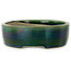 Oval green bonsai pot by Terahata Satomi Mazan - 222 x 175 x 52 mm