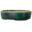 Pot à bonsaï ovale vert par Terahata Satomi Mazan - 222 x 175 x 52 mm