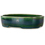 Ovale groene bonsaipot van Terahata Satomi Mazan - 222 x 175 x 52 mm